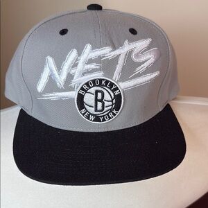 Mitchell & Ness Gray and Black Brooklyn Nets Hat